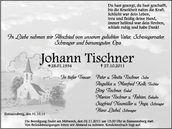 Traueranzeige von Johann Tischner von Der Bote